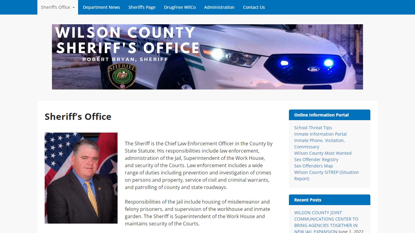 Wilson County Sheriff's Office – Robert Bryan, Sheriff
